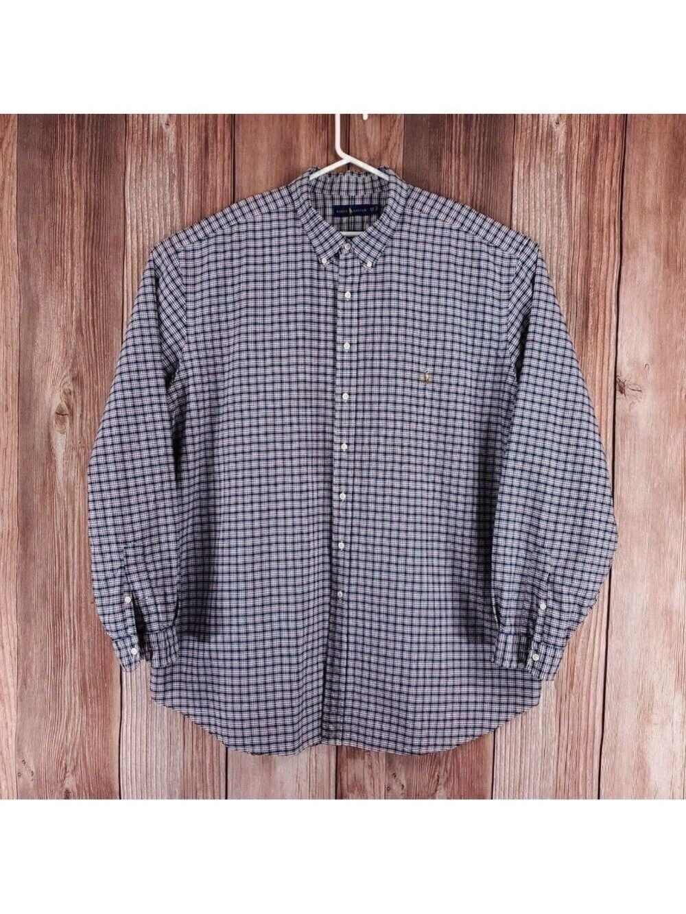 Ralph Lauren Mens Size 4XLT Tall Multicolor Plaid Long Sleeve Button Down Shirt